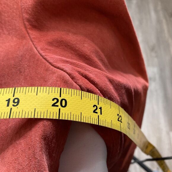 Chico's Women's Red Suede Leather Jacket Size 2 Large Western Boho Hippie Eyelet - Picture 4 of 11